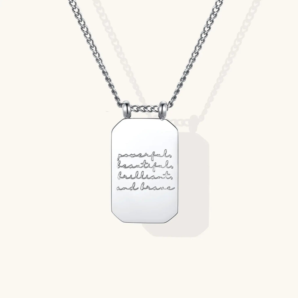 Powerful, Beautiful, Brilliant, and Brave Necklace - Silver