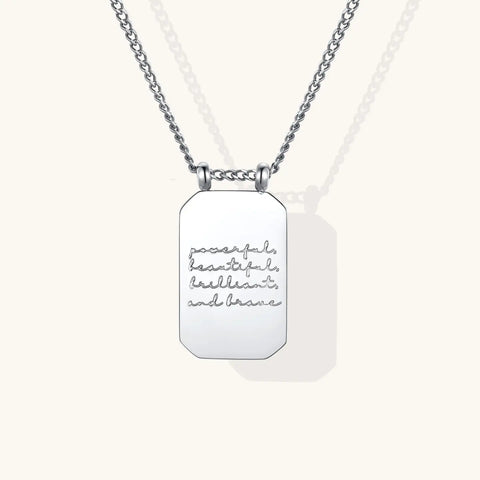 Powerful, Beautiful, Brilliant, and Brave Necklace - Silver
