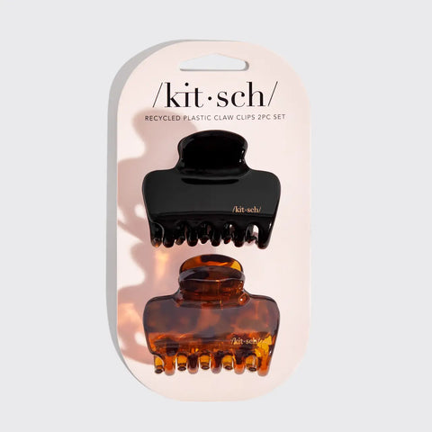 Medium Puffy Claw Clips 2pc - Black/Tort