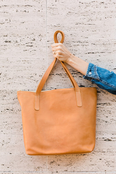 Essential Zippered Tote  -- Caramel (Flourish Collection)