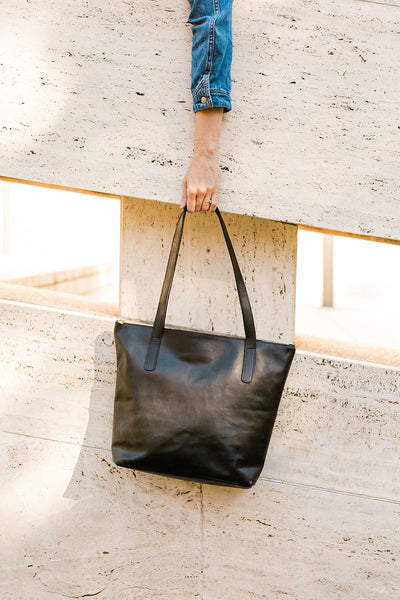 Essential Zippered Tote  -- Black (Flourish Collection)