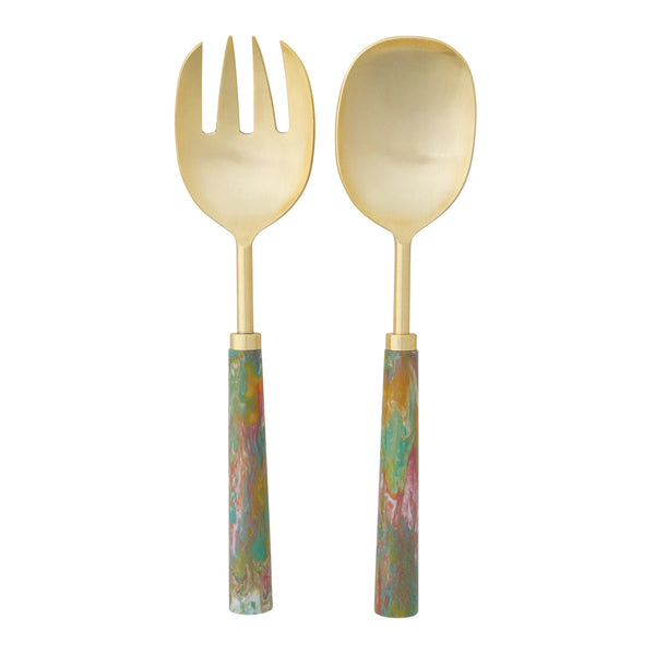 Salad Servers w/ Marbled Resin Handles