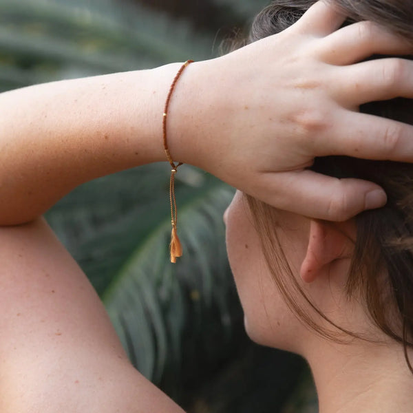 Sintha Silk Bead Bracelet - Salmon