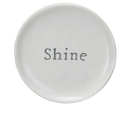 Stoneware Dish Debossed Word - Shine