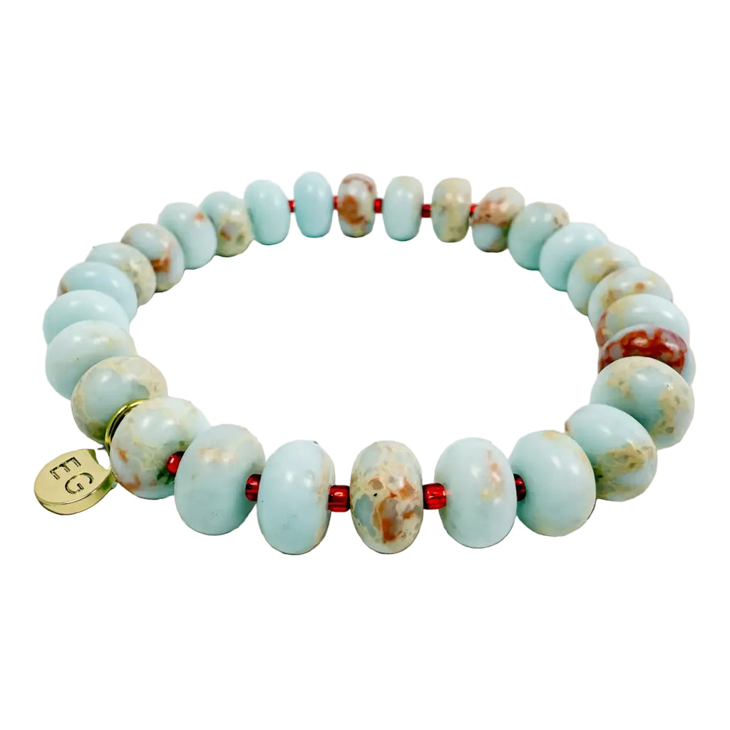 Shoushan Rondelle Gemstone Beaded Bracelet