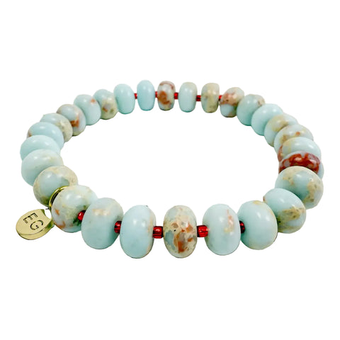 Shoushan Rondelle Gemstone Beaded Bracelet