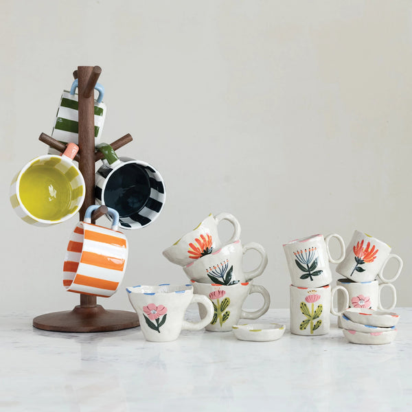 Hand-Painted Striped Mug - Orange