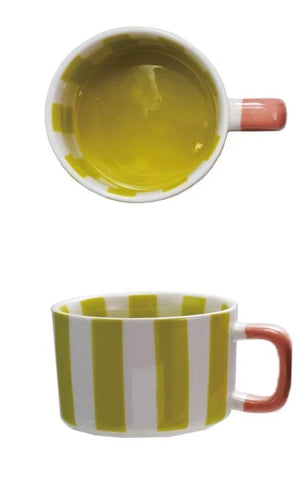Hand-Painted Striped Mug - Yellow