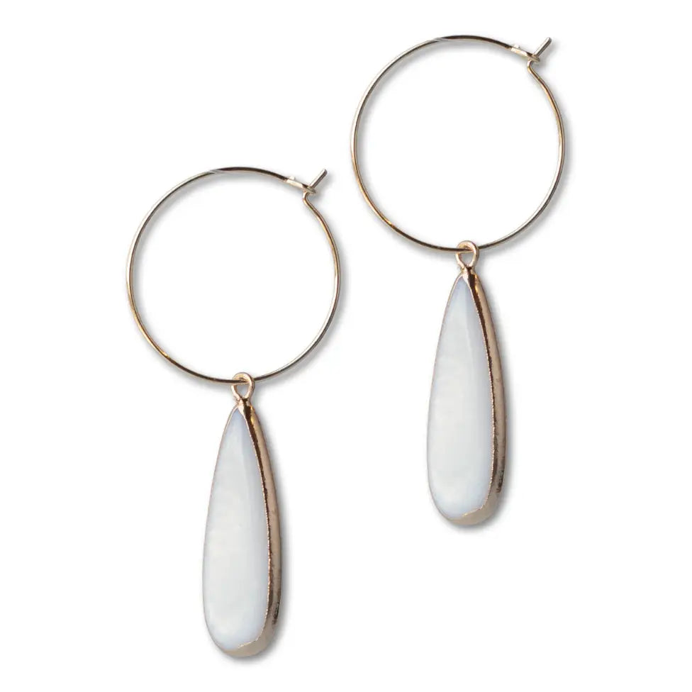 Teardrop Pearl Hoop Earrings