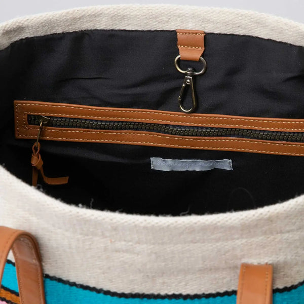Open Skies Wool Tote w/Leather Handles