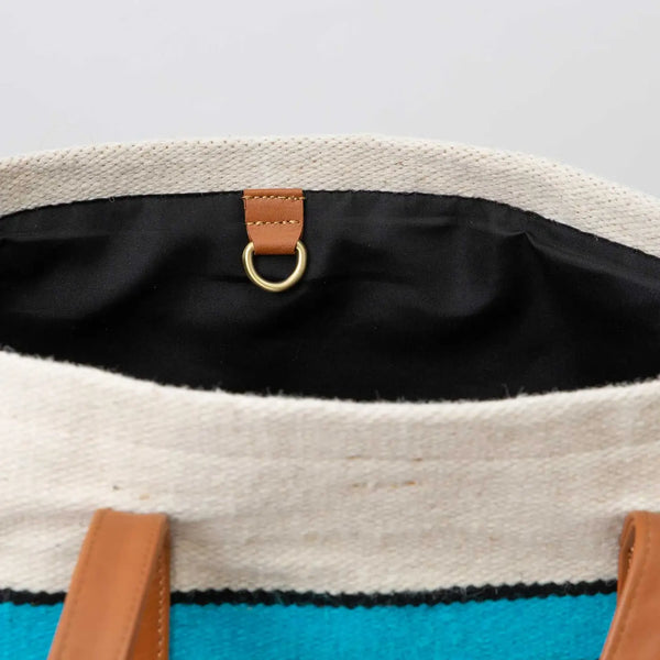 Open Skies Wool Tote w/Leather Handles