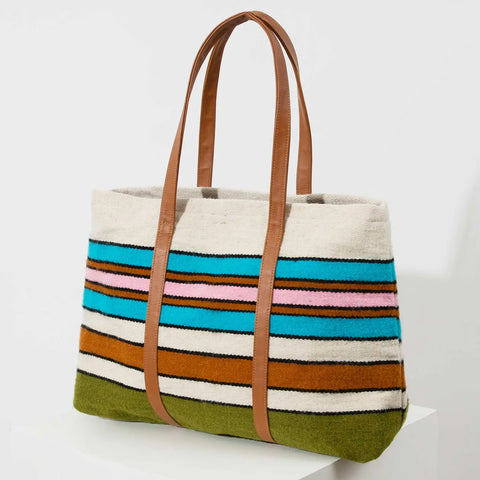 Open Skies Wool Tote w/Leather Handles