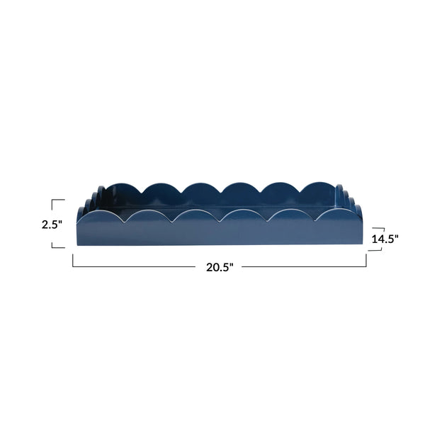 Scalloped Tray w/ Handles - Navy Color