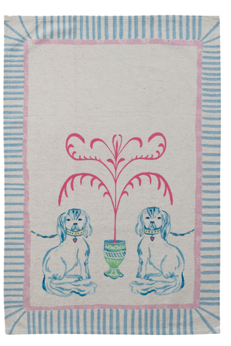 Cotton & Linen Tea Towel - Staffordshire Dogs