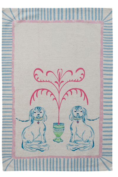 Cotton & Linen Tea Towel - Staffordshire Dogs