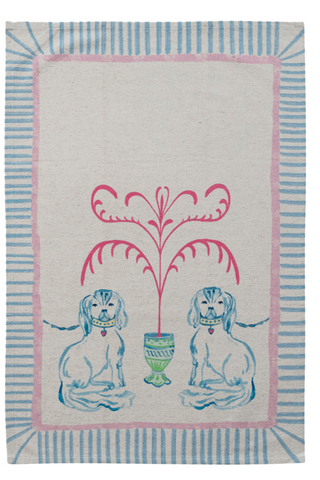 Cotton & Linen Tea Towel - Staffordshire Dogs