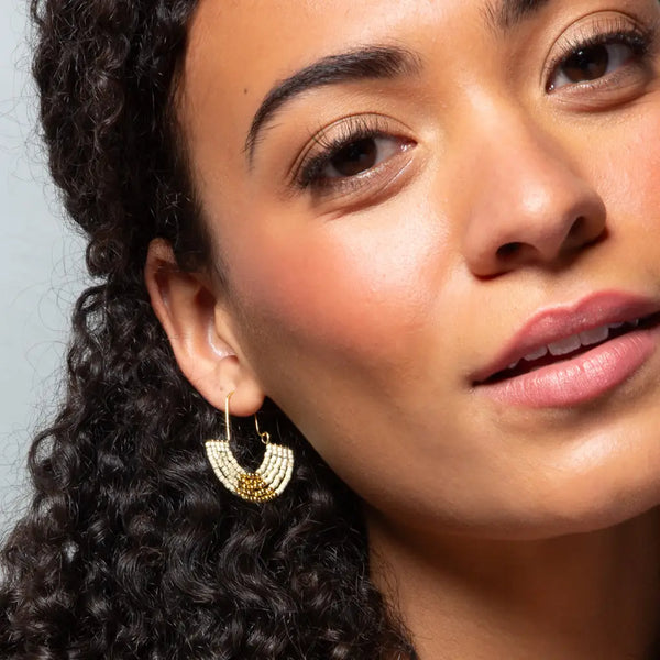 Miyuki U-Hoop Earring - Pewter/Gold