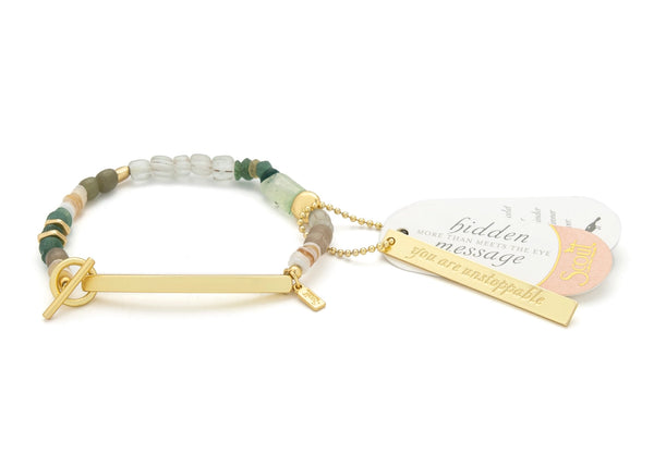 Hidden Message Bracelet - Unstoppable - Chiltonite/Gold
