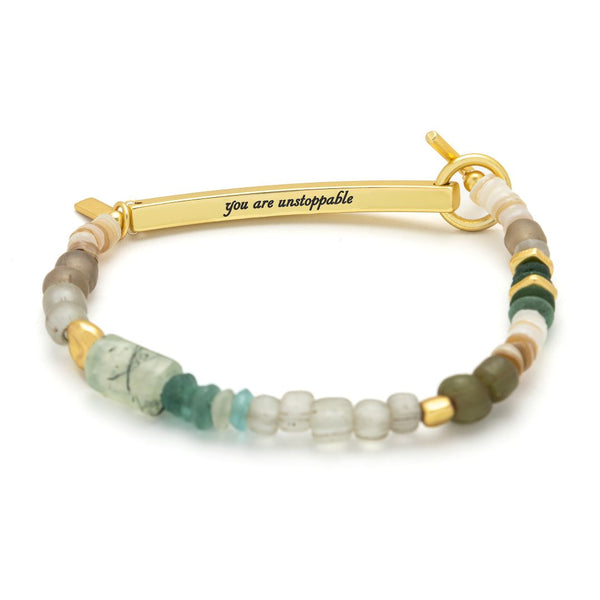 Hidden Message Bracelet - Unstoppable - Chiltonite/Gold