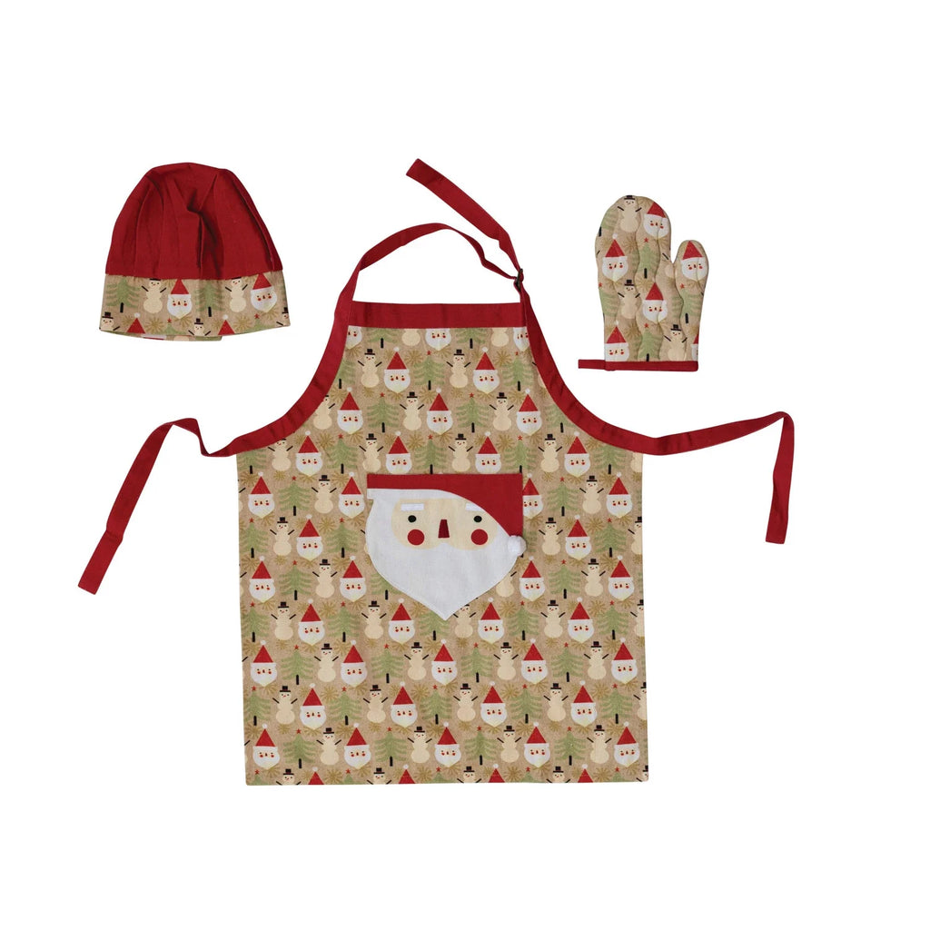 Kid's Cotton Cooking Set - Santa Pattern