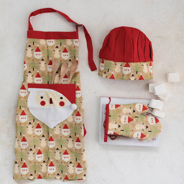 Kid's Cotton Cooking Set - Santa Pattern
