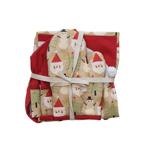Kid's Cotton Cooking Set - Santa Pattern