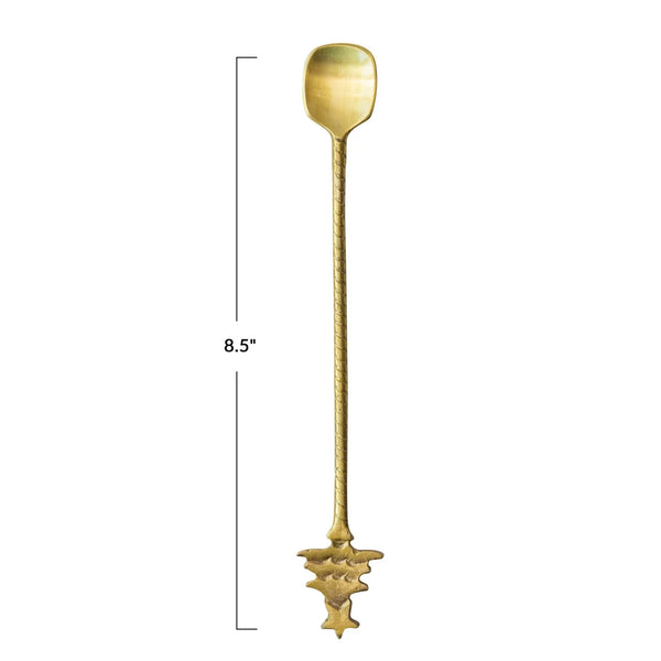 Brass Cocktail Spoon w/ Tree Handle