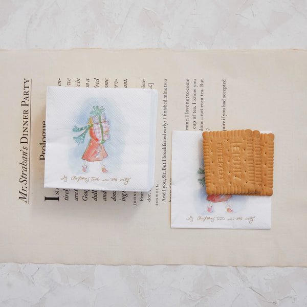 Girl Carrying Gifts Cocktail Paper Napkins