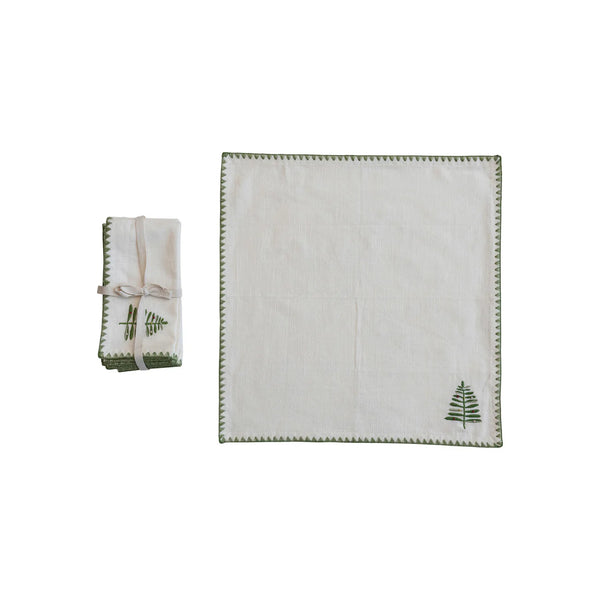 Christmas Tree Embroidered Cotton Napkins