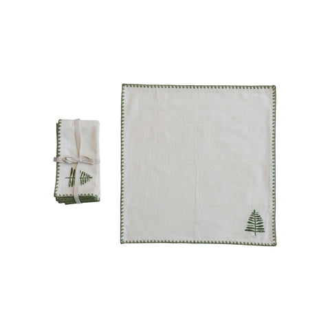 Christmas Tree Embroidered Cotton Napkins