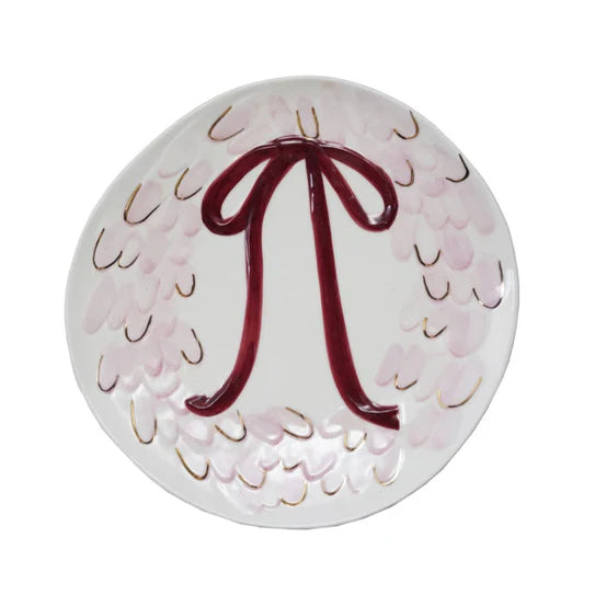Stoneware Serving Platter with Wreath Bow