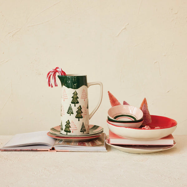 Hand-Painted Pitcher with Trees - 48oz