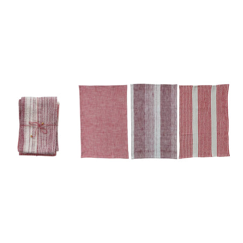 Red Woven Tea Towels - Set of 3