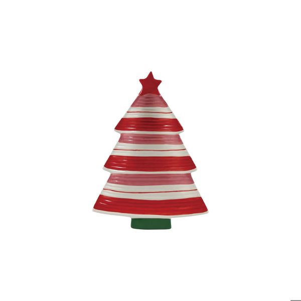 Hand-painted Striped Tree Platter with Star