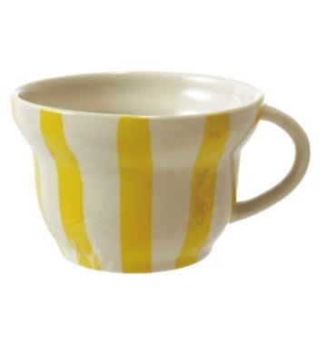 8 oz. Hand-Painted Striped Mug - Yellow