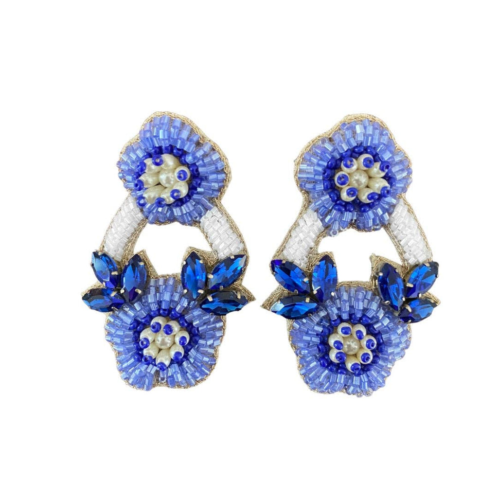 East Hampton Flower Earrings - Blue/Periwinkle/White