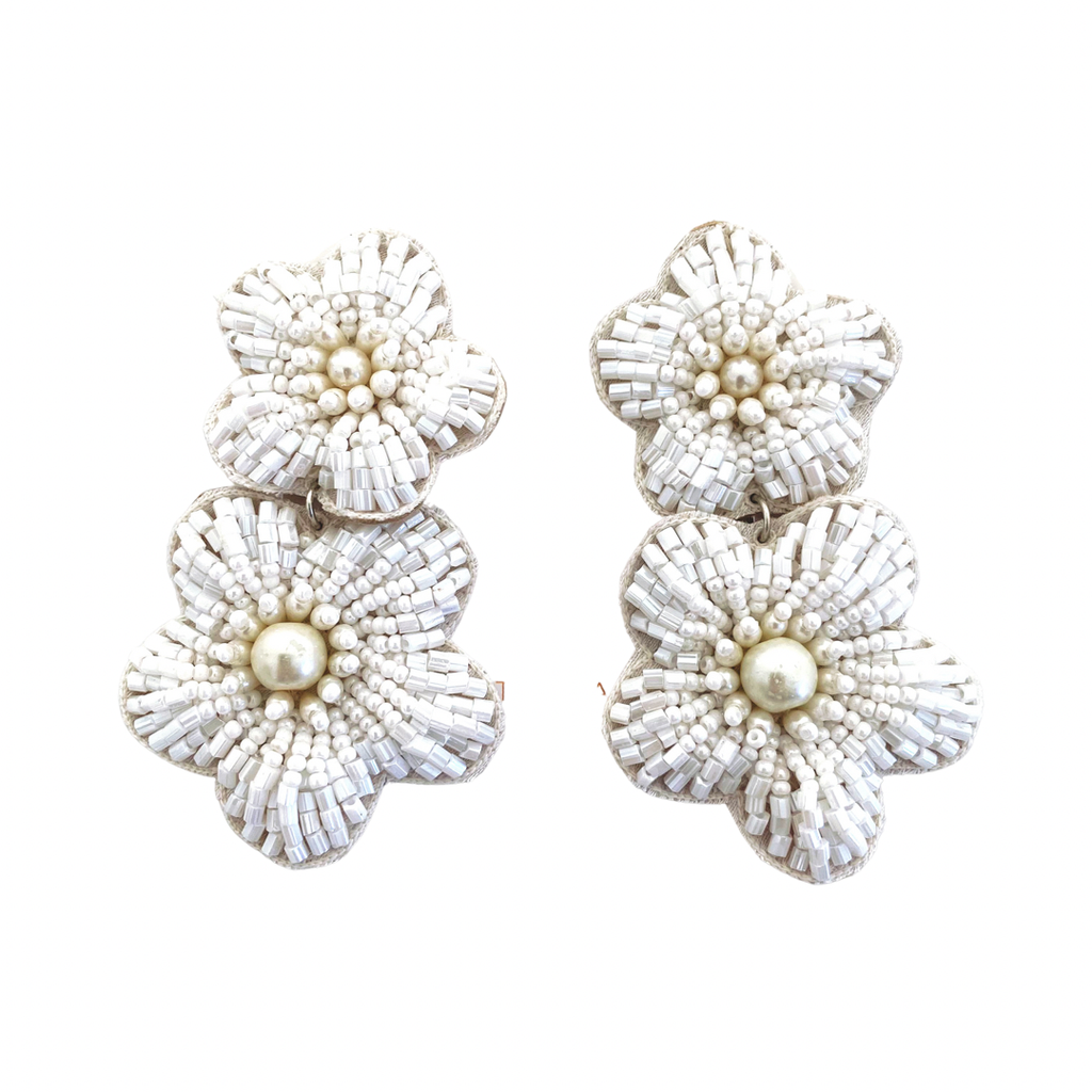 Bali Flower Earrings - White