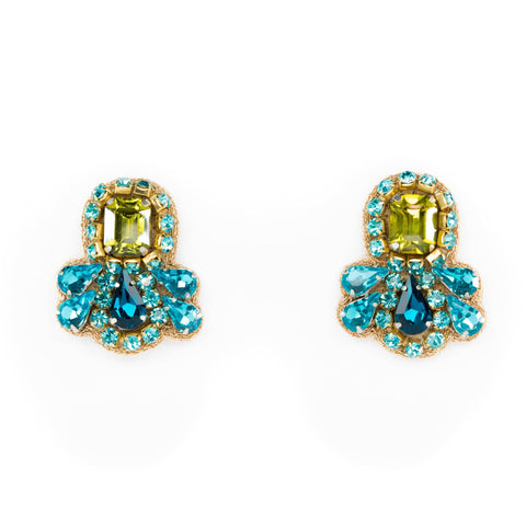 Sadie Studs - Teal/Citrine