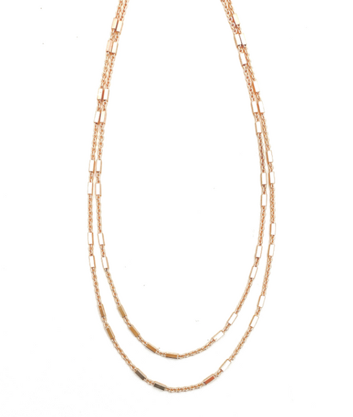 Hattie Double Layer Necklace - Mini Rectangle