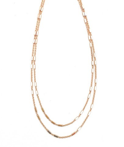 Hattie Double Layer Necklace - Mini Rectangle