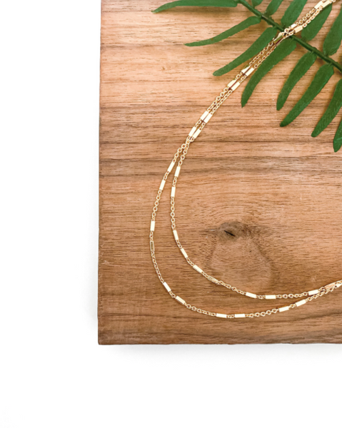 Hattie Double Layer Necklace - Mini Rectangle