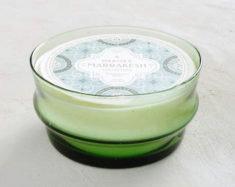 Green Glass Candle Bowl - Moroccan Mint
