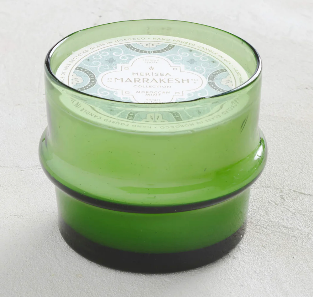 Moroccan Mint Large Green Glass Candle