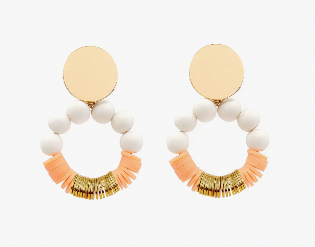 Martha Earrings -- Apricot/White/Gold