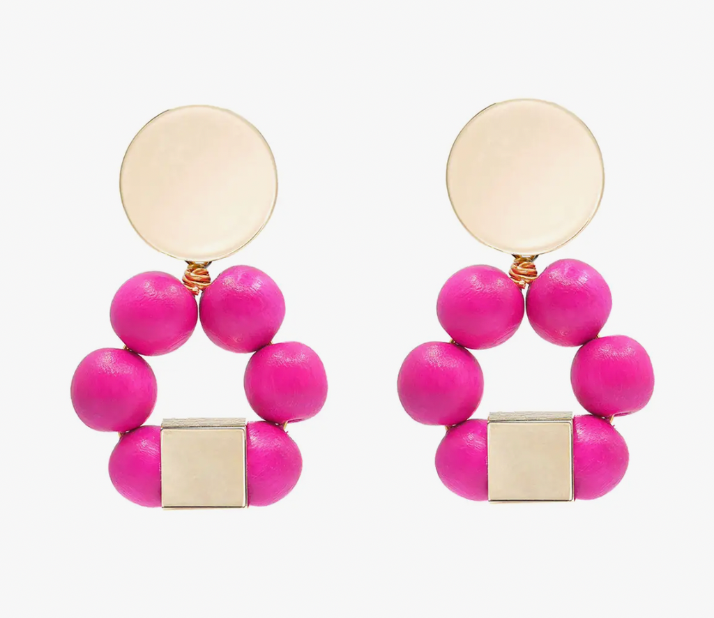 Statement Pink & Gold Bead Earrings