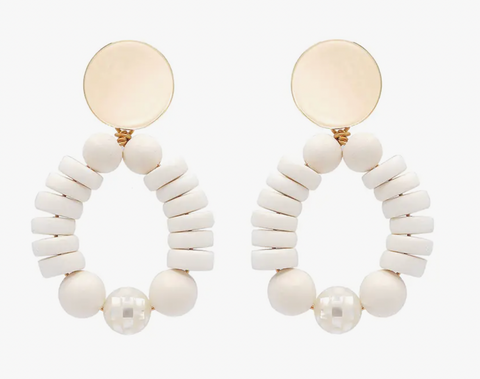 Isla Earrings -- White Bead/Shell