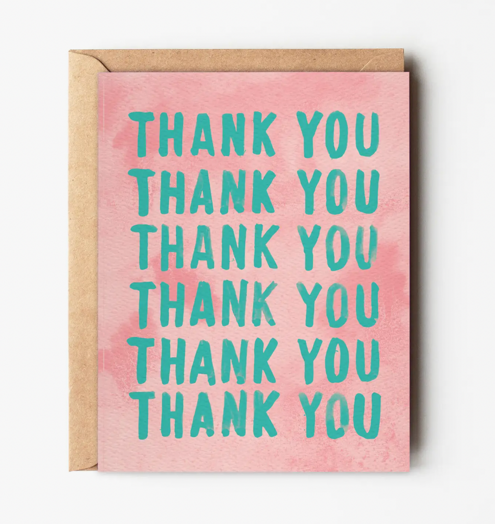 Thank You Card - Pink and Green