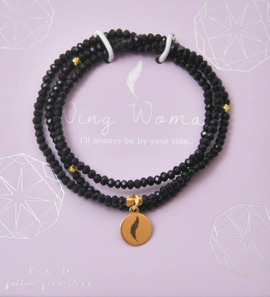 Wing Woman Wrap Bracelet - Black