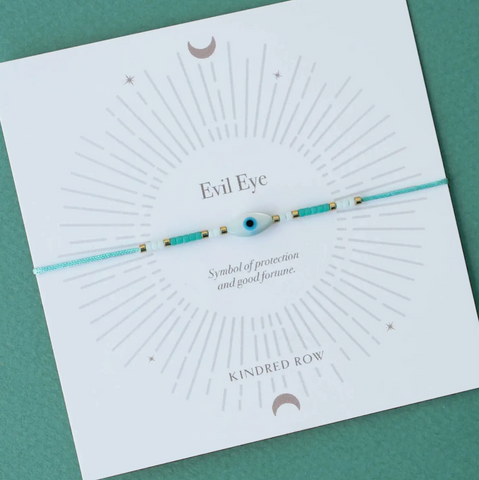 Evil Eye Cord Bracelet -- Turquoise